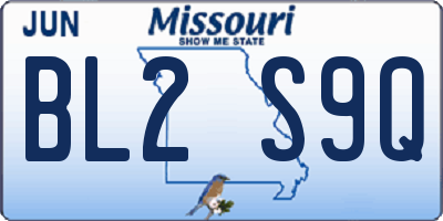 MO license plate BL2S9Q