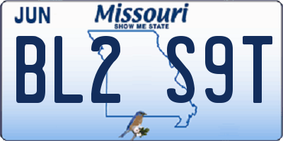 MO license plate BL2S9T