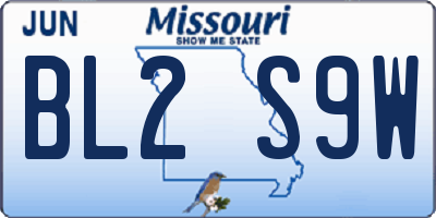 MO license plate BL2S9W