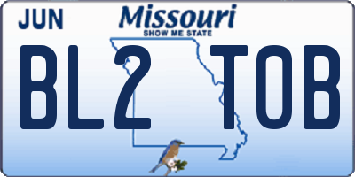 MO license plate BL2T0B