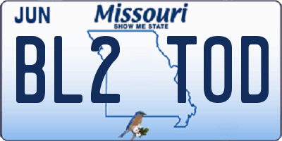 MO license plate BL2T0D