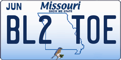 MO license plate BL2T0E