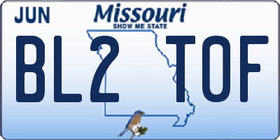 MO license plate BL2T0F