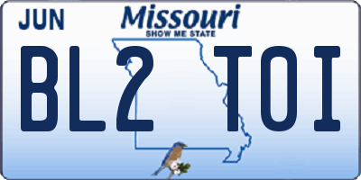 MO license plate BL2T0I