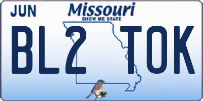 MO license plate BL2T0K