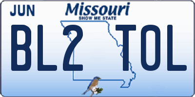 MO license plate BL2T0L