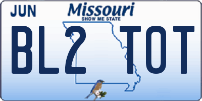 MO license plate BL2T0T