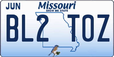 MO license plate BL2T0Z