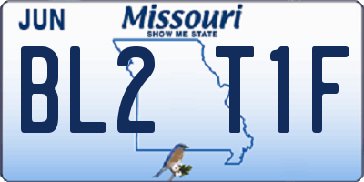 MO license plate BL2T1F