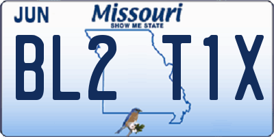 MO license plate BL2T1X