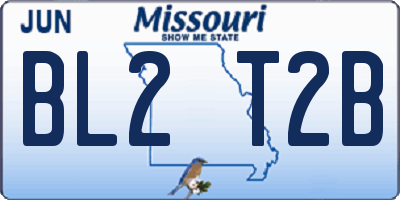MO license plate BL2T2B