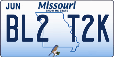 MO license plate BL2T2K
