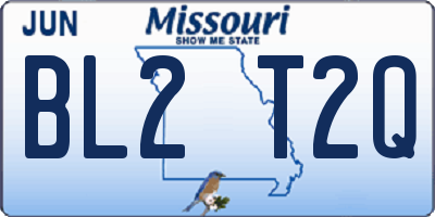 MO license plate BL2T2Q
