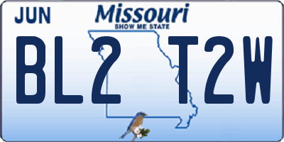 MO license plate BL2T2W