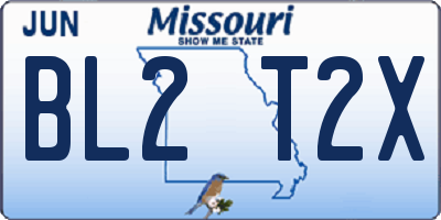 MO license plate BL2T2X