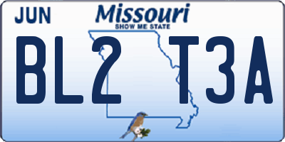 MO license plate BL2T3A