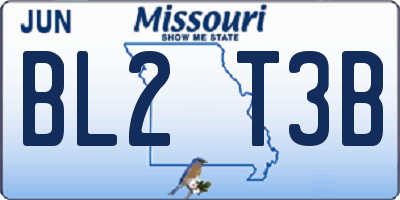 MO license plate BL2T3B