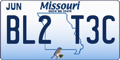 MO license plate BL2T3C
