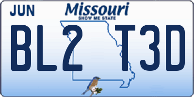 MO license plate BL2T3D