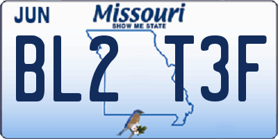 MO license plate BL2T3F