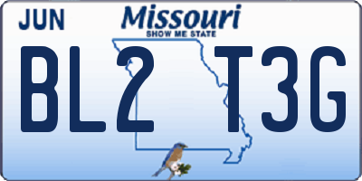 MO license plate BL2T3G