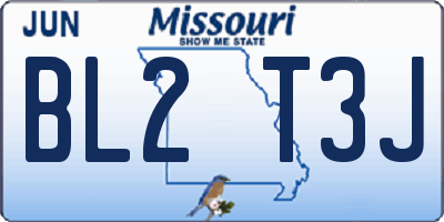MO license plate BL2T3J