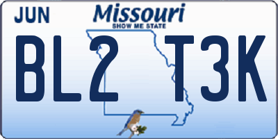 MO license plate BL2T3K