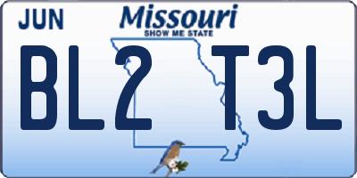 MO license plate BL2T3L