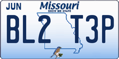MO license plate BL2T3P