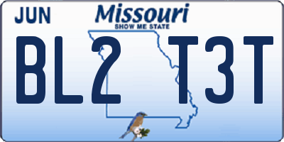 MO license plate BL2T3T