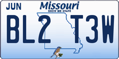 MO license plate BL2T3W