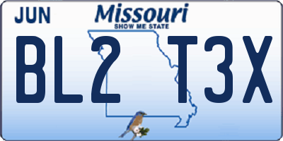 MO license plate BL2T3X