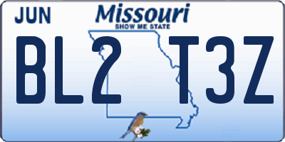 MO license plate BL2T3Z