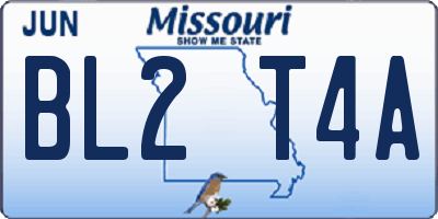 MO license plate BL2T4A