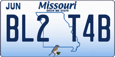 MO license plate BL2T4B