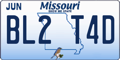MO license plate BL2T4D