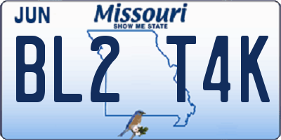 MO license plate BL2T4K