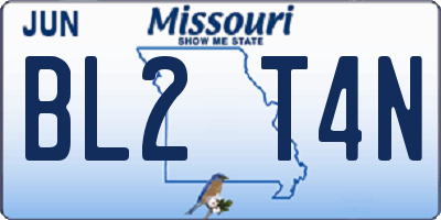 MO license plate BL2T4N
