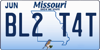 MO license plate BL2T4T