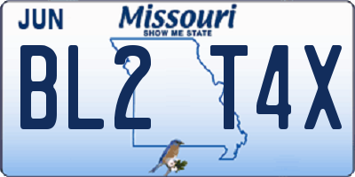 MO license plate BL2T4X