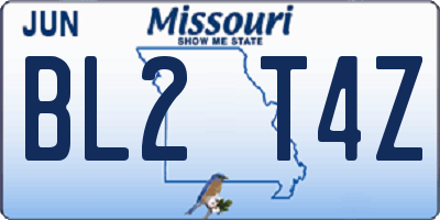 MO license plate BL2T4Z