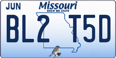MO license plate BL2T5D