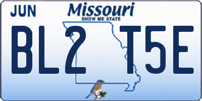 MO license plate BL2T5E