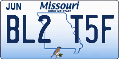 MO license plate BL2T5F