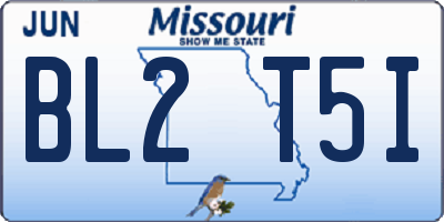 MO license plate BL2T5I