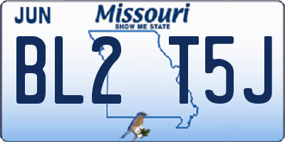 MO license plate BL2T5J