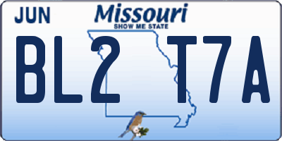 MO license plate BL2T7A