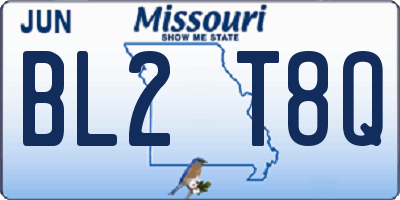 MO license plate BL2T8Q