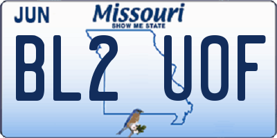 MO license plate BL2U0F