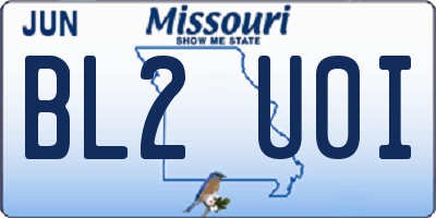 MO license plate BL2U0I